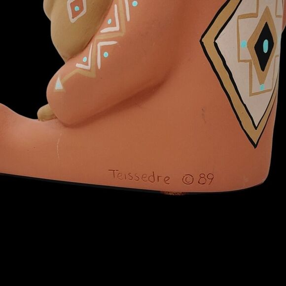 Vintage 1989 Teissedre Pottery Native American Storyteller Mama Bear with Cubs - Picture 6 of 11